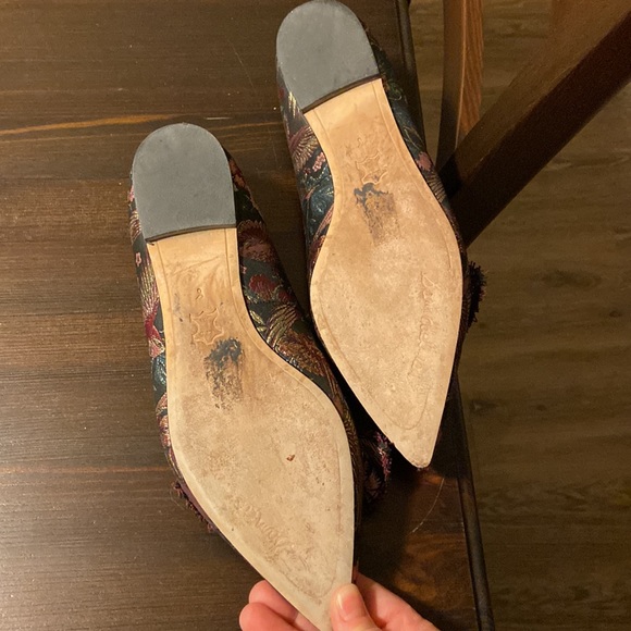 Embroidered Pointed Toe Leather Sole Flats - Picture 3 of 5